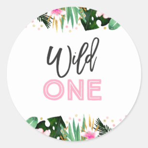 Wild One Party Favoriser Tag Sticker Jungle Animau