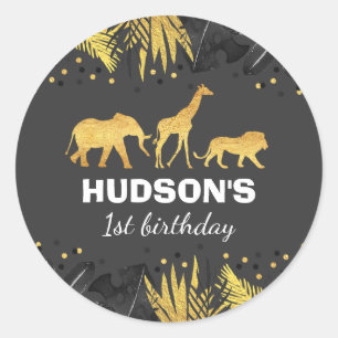 Wild One Party Favoriser Tag Sticker Jungle Animau