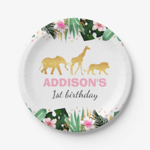 Wild One Party Paper Plate Jungle Animals Party