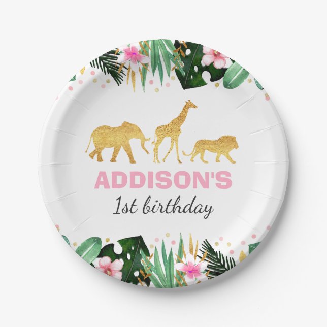 Wild One Party Paper Plate Jungle Animals Party (Front)