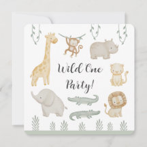 Wild One Party Safari Animals Personalized