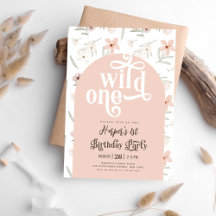wild one pastel pink wild flower First Birthday 