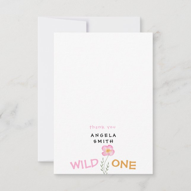 Wild One Personalized 1st Birthday Girl Thank You Card