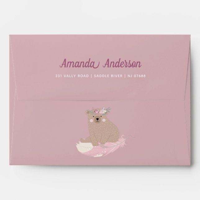 Wild One Personalized Bear Glitter Envelope (Back (Top Flap))