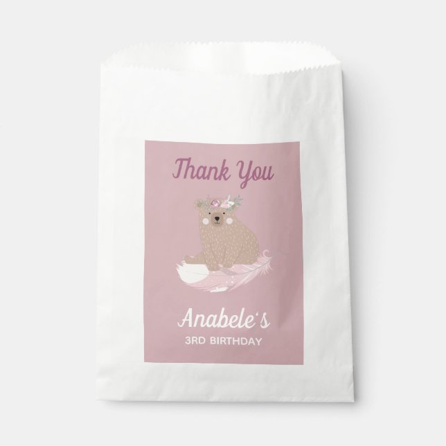 Wild One Personalized First Birthday Girl Favour Bag (Front)