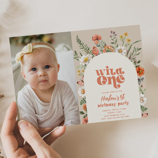 Wild One Photo Birthday Invitation | Wildflowers