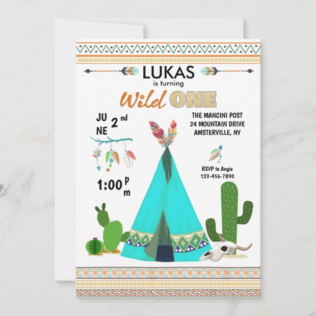 Wild ONE Photo Invitation (Front)