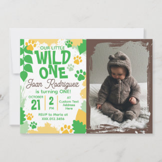 Wild One Photo Safari 1st Birthday Invitations