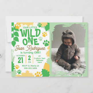 Wild One Photo Safari 1st Birthday Invitations
