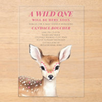 Wild One Pink Spotted Fawn Deer Baby Shower