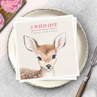 Wild One Pink Spotted Fawn Deer Baby Shower