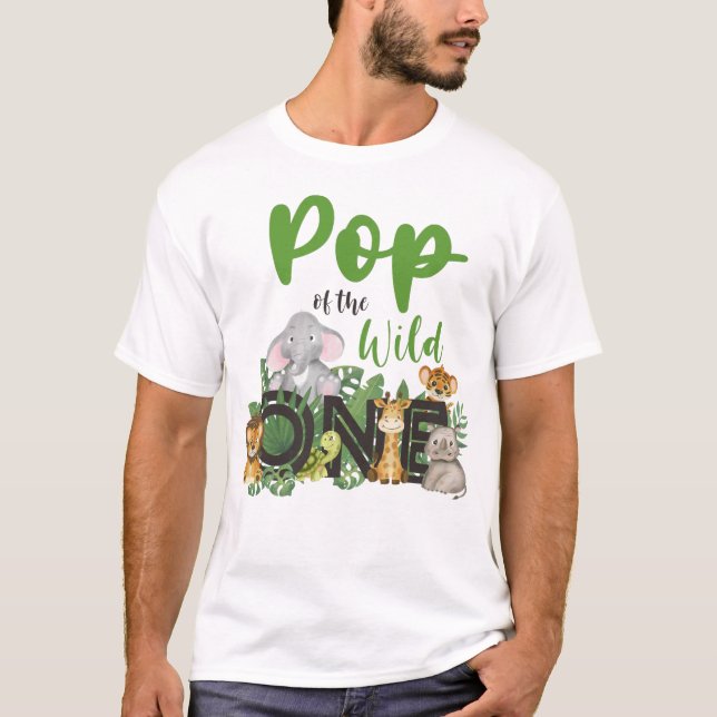 Wild One Pop Jungle Safari Birthday family T-Shirt (Front)