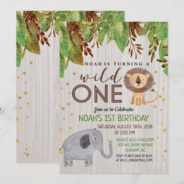Wild ONE premier anniversaire Invitation garçon (Devant / Derrière)