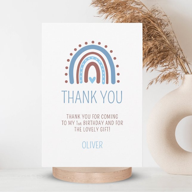 Wild ONE Rainbow Blue Boy Birthday Thank You (Creator Uploaded)