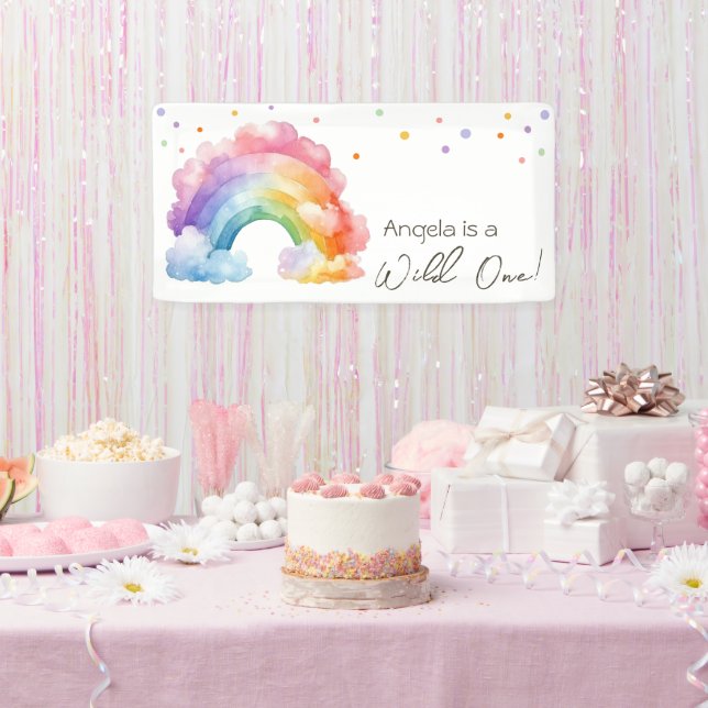 Wild One Rainbow Kids Birthday  Banner (Party)