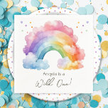 Wild One Rainbow Kids Birthday  Napkin<br><div class="desc">Fun watercolor rainbow themed kids party. 
Great for any season. Let's build something fun for your little one on their birthday! Custom,  personalized,  editable 
watercolor,  bright and pastel colours. whimsical illustration,  confetti,  script</div>