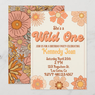 Wild One Retro Flower Invitation