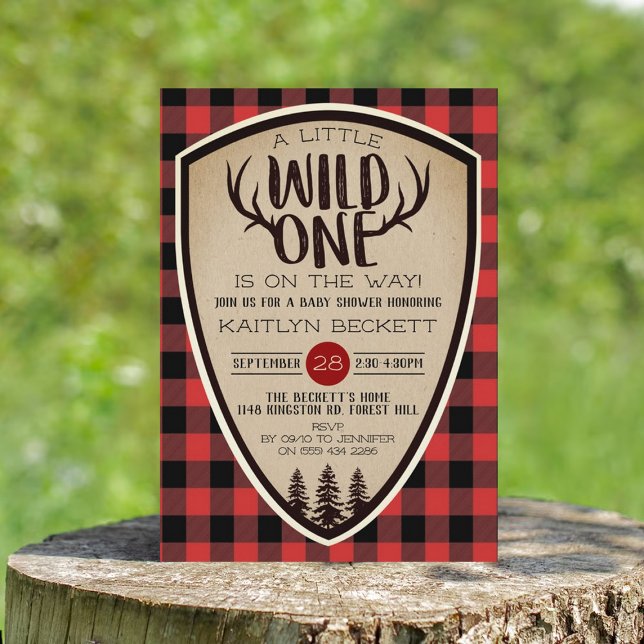 Wild One Rustic Plaid Lumberjack Baby Shower Invitation (Creator Uploaded)