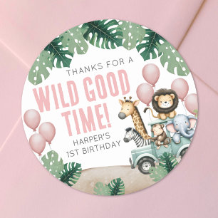 Wild One Safari 1st Birthday Classic Round Sticker