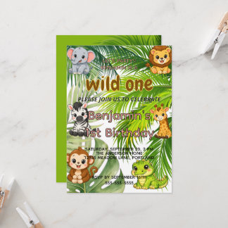 Wild One Safari 1st Birthday Invitation | Cute Jun