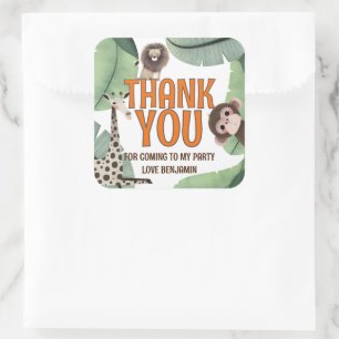 Wild One Safari 1st Birthday Party Thank You Square Sticker