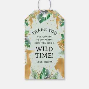 Wild One Safari 1st Birthday Pastel Green Gold Gift Tags