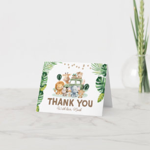 Wild One Safari 1st Birthday Thank You Card