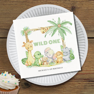 Wild One Safari Animal 1st Birthday Napkin