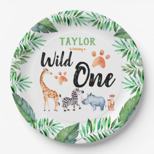 Wild One Safari Animal 1st Birthday Party Paper Plate