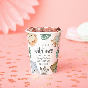 Wild One Safari Animal Baby Shower Decor Paper Cups