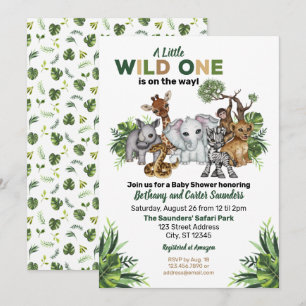 Wild One Safari Animal Baby Shower Invitation