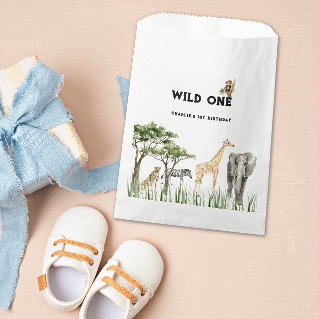 Wild One Safari Animal Birthday Party Favour Bag (Wild One Favor Bag)
