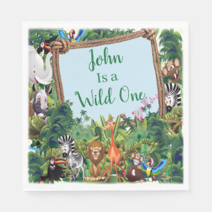 Wild One Safari Animal Birthday Party Napkin