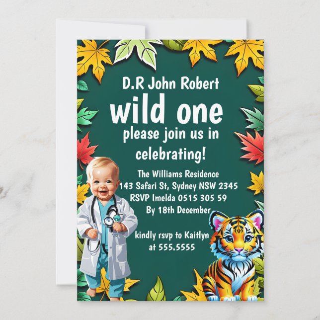 Wild One Safari Animals 1st Birthday Party Invitat Invitation (Front)
