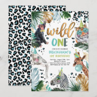 Wild One Safari Animals 1st Boy Birthday Party 