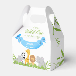 Wild One Safari Animals Baby Shower Boy  Favor Box