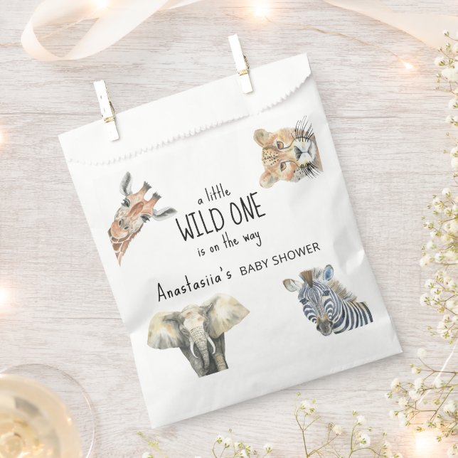 Wild One Safari Animals Baby Shower Favour Bag (Clipped)
