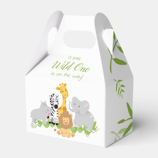 Wild One Safari Animals Baby Shower  Favour Box (Front Side)