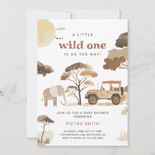 Wild One Safari Animals Baby Shower Invitation