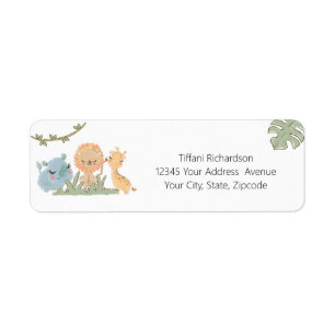Wild One Safari Animals Baby Shower Return Address