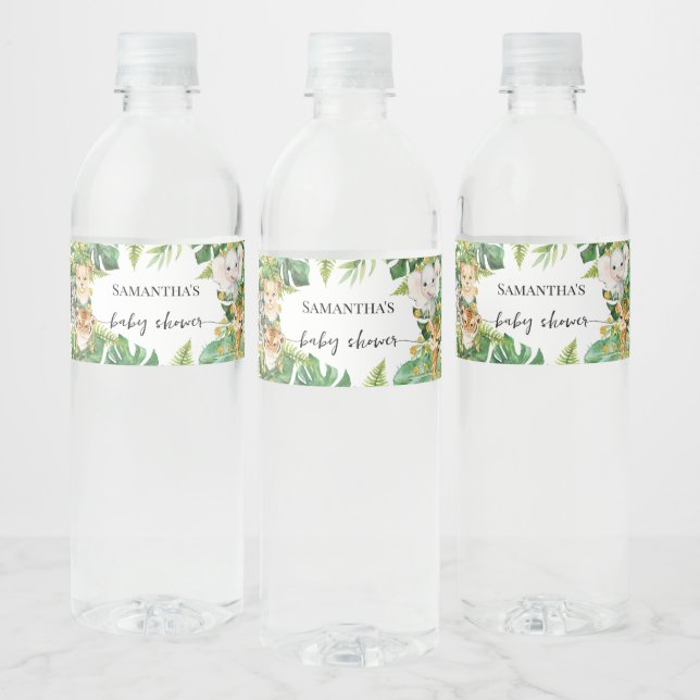 Wild One Safari Animals Baby Shower Water Bottle Label (Bottles)