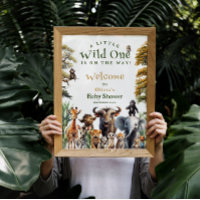 Wild One Safari Animals Baby Shower Welcome Sign