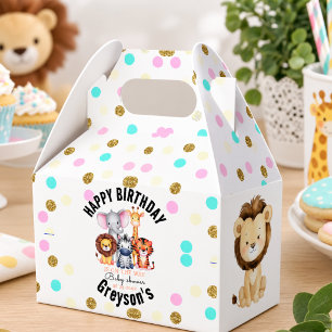 Wild One Safari Animals Boy Baby Shower  Favor Box