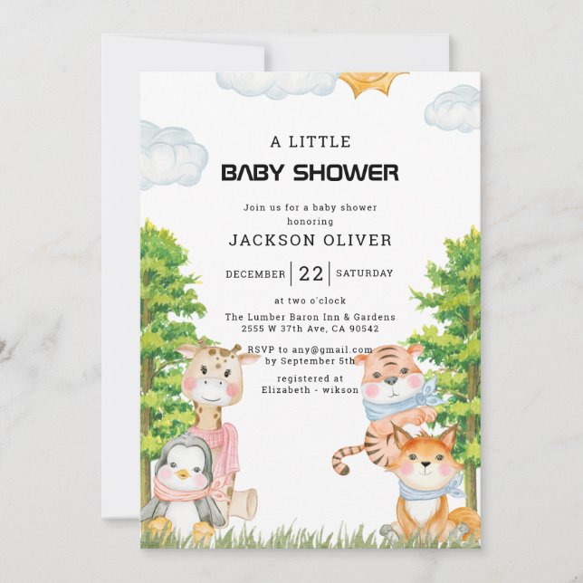Wild One Safari Animals Boy Baby Shower Invitation (Front)