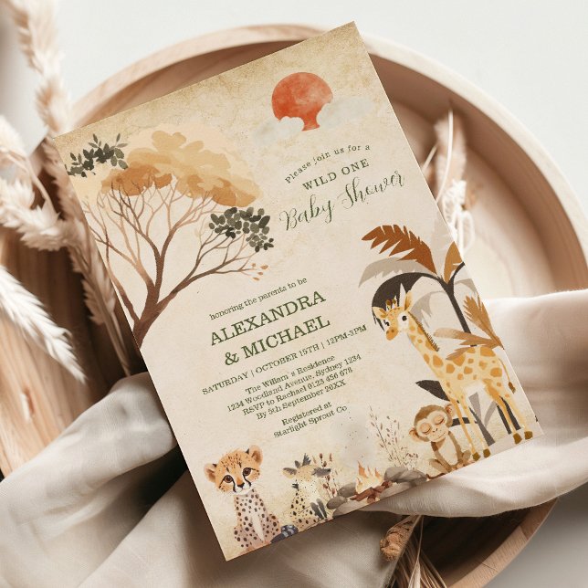 Wild One Safari Animals Boy Baby Shower Invitation (Creator Uploaded)