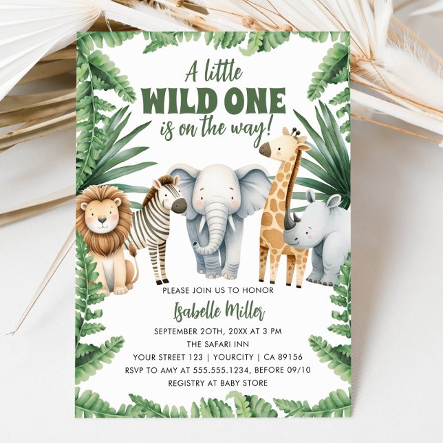 Wild One Safari Animals Boy Baby Shower Invitation (Wild One Safari Animals Boy Baby Shower Invitation)