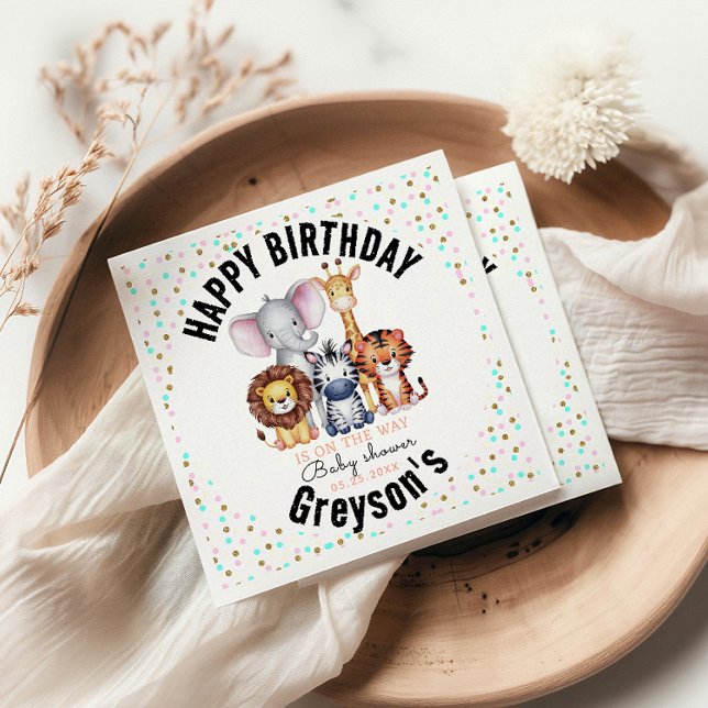 Wild One Safari Animals Boy Baby Shower  Napkin (Creator Uploaded)