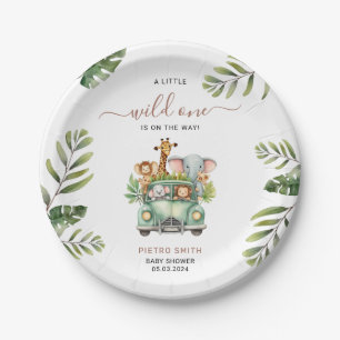 Wild One Safari Animals Boy Baby Shower  Paper Plate