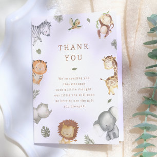 Wild One Safari Animals Boy Baby Shower Thank You Card