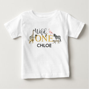 Wild One Safari Animals First Birthday Baby T-Shirt